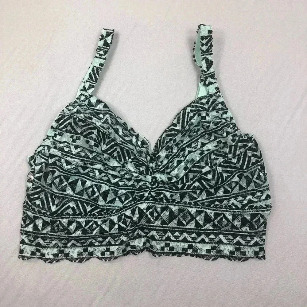 PINK Victoria’s Secret Green‎ Black Bralette Small